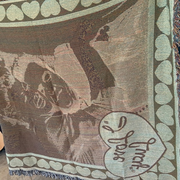 VTG I Love Lucy Lucille Ball Lucy Ricky Graphic Tapestry Woven Afghan 50" x 60" - Picture 15 of 16